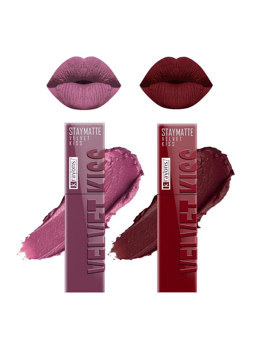 krayons Velvet Kiss Set Of 2 Liquid Lipstick - 3.5 ml Each Orchid Love 06-Wow Maroon 09, Pink
krayons Velvet Kiss Set Of 2 Liquid Lipstick - 3.5 ml Each Orchid Love 06-Wow Maroon 09, Pink