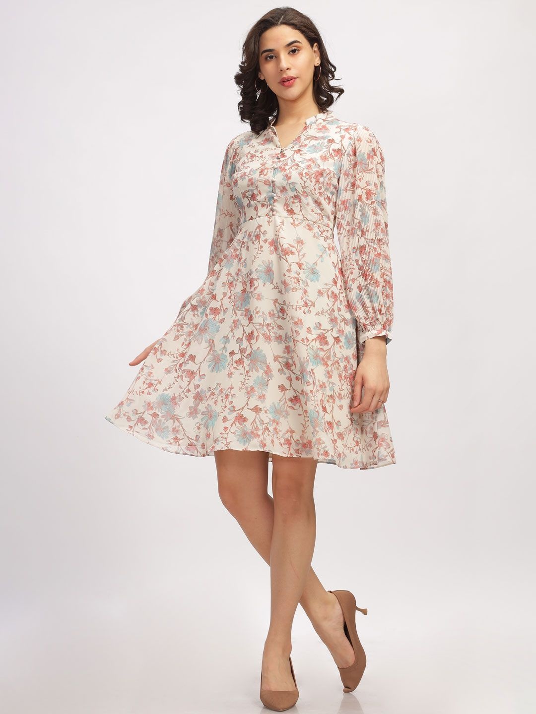 B BLUBERYL - Comfort Inside Out Floral Print Puff Sleeve Georgette A-Line Dress, Cream
B BLUBERYL - Comfort Inside Out Floral Print Puff Sleeve Georgette A-Line Dress, Cream