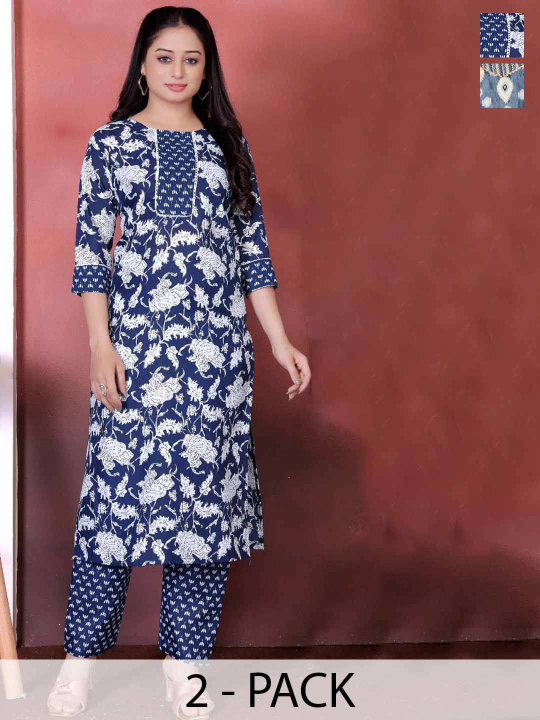 Moda Rapido Selection Of 2 Floral Printed Round Neck Pure Cotton Kurta With Trousers, White
Moda Rapido Selection Of 2 Floral Printed Round Neck Pure Cotton Kurta With Trousers, White