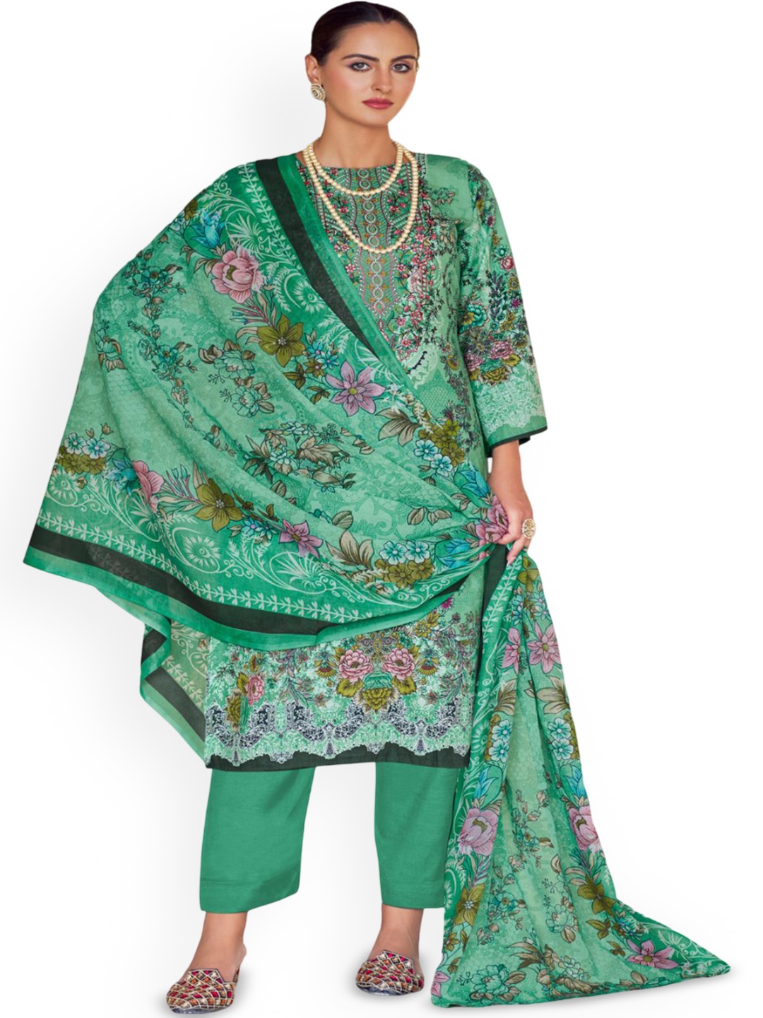 DRAVINAM Trends Embroidered Pure Cotton Unstitched Dress Material, Green
DRAVINAM Trends Embroidered Pure Cotton Unstitched Dress Material, Green