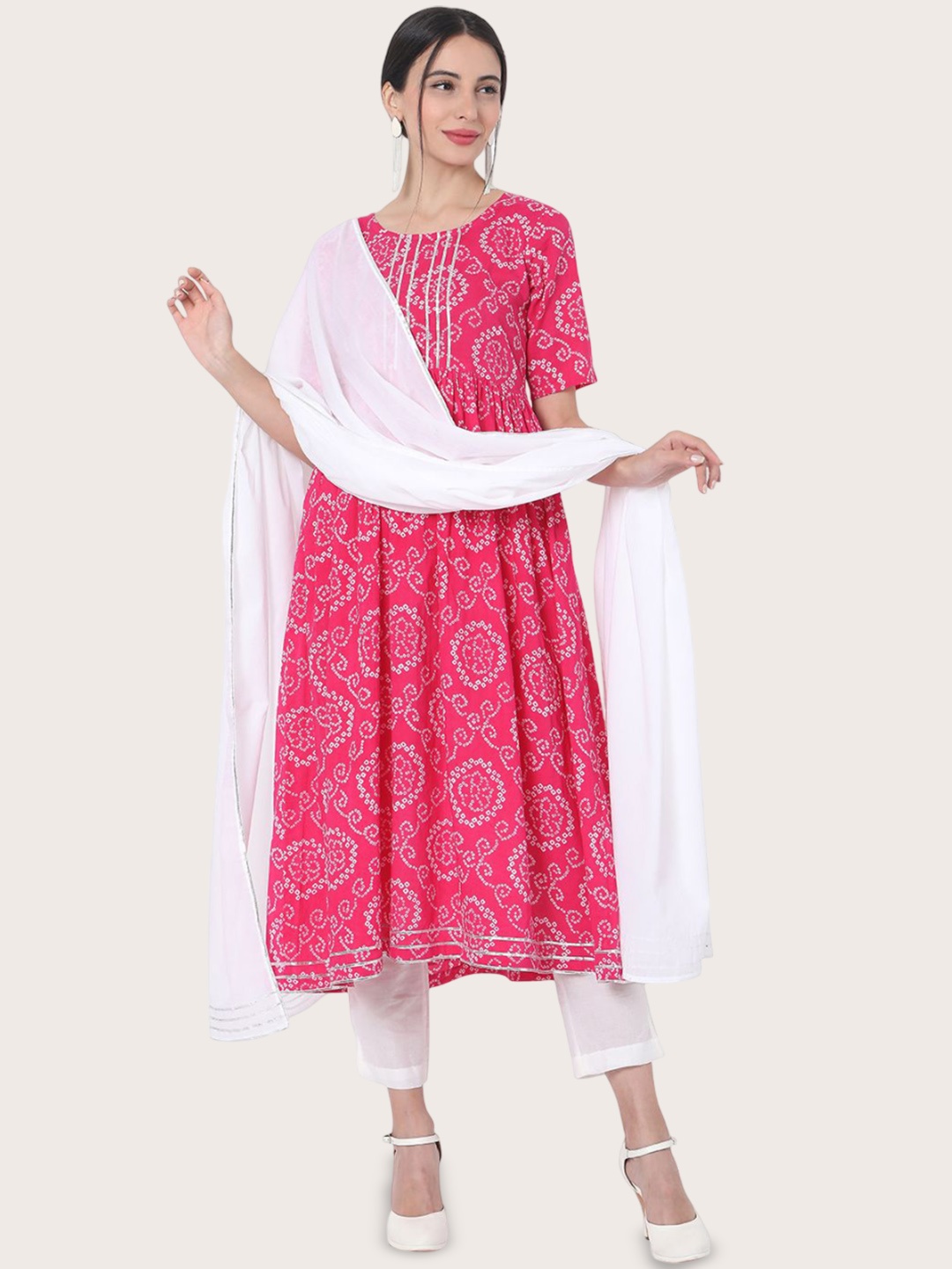 DIVASTRI Women Floral Printed Regular Pure Cotton Kurti with Trousers & With Dupatta, Pink
DIVASTRI Women Floral Printed Regular Pure Cotton Kurti with Trousers & With Dupatta, Pink
