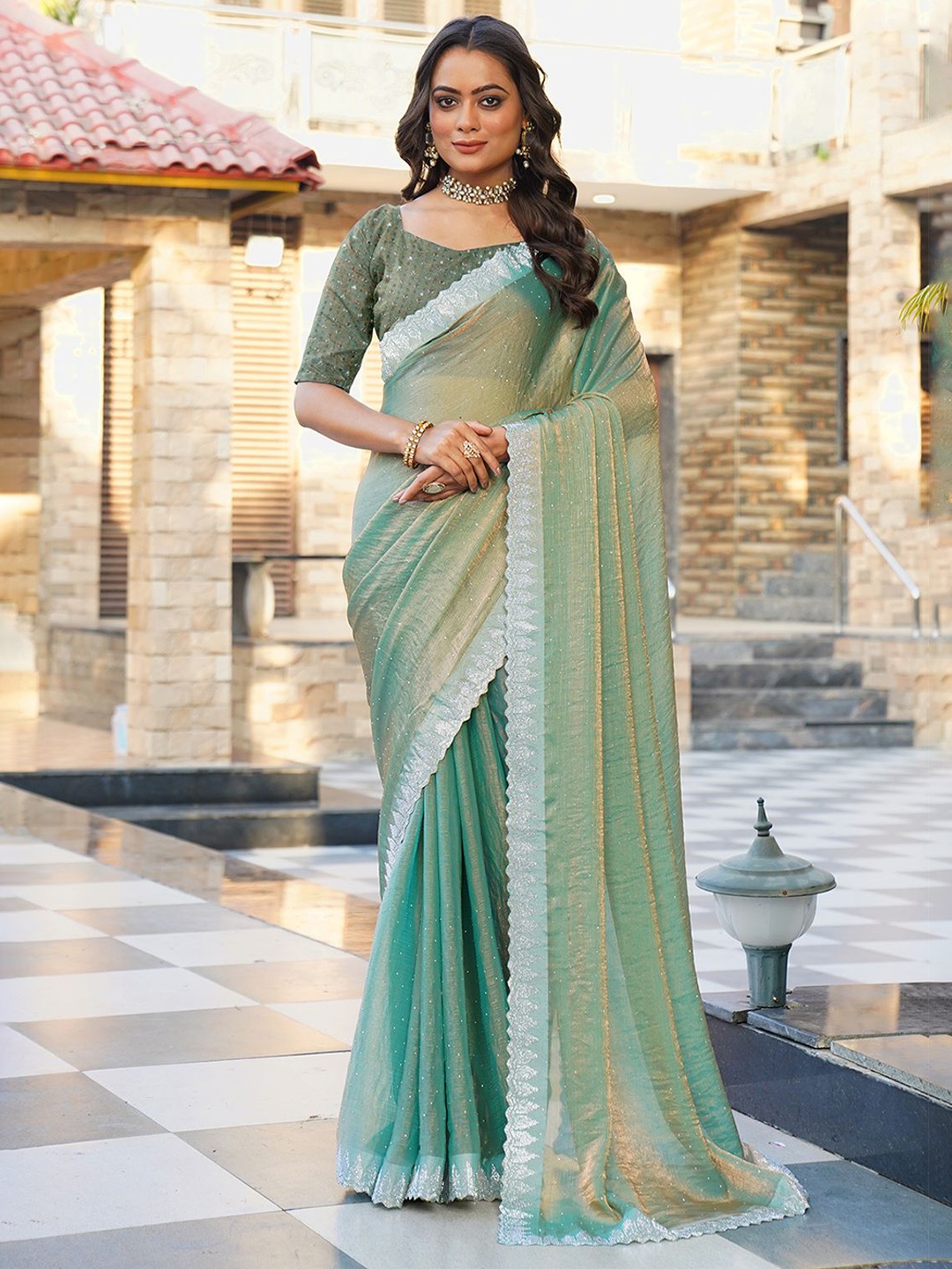 A.V.M. SILK MILLS Embellished Beads and Stones Pure Chiffon Heavy Work Saree, Green
A.V.M. SILK MILLS Embellished Beads and Stones Pure Chiffon Heavy Work Saree, Green