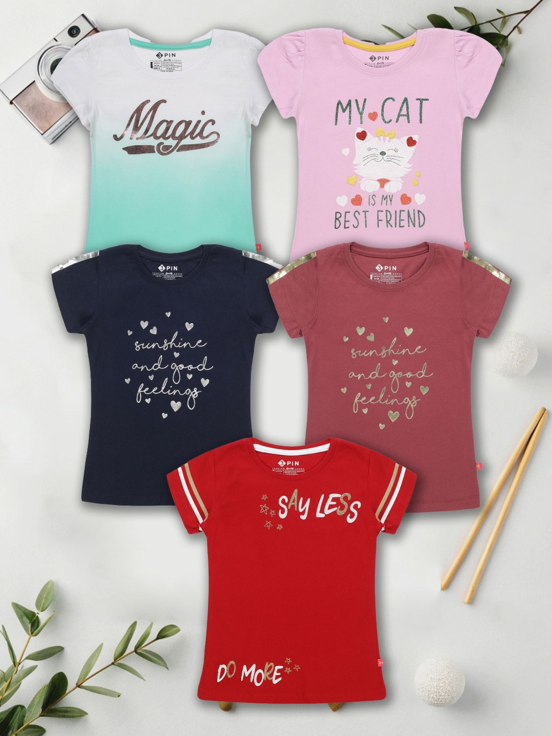 3PIN Girls Typography 5 Printed T-shirt, Multi
3PIN Girls Typography 5 Printed T-shirt, Multi