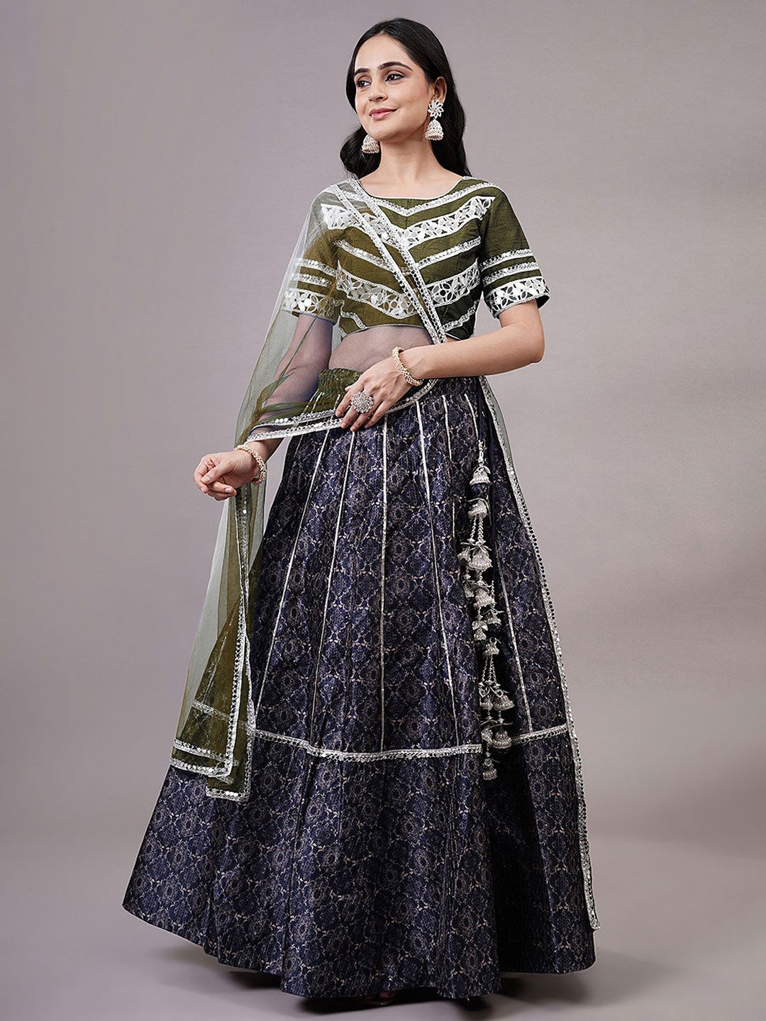 Utsav Fashion Embroidered Mirror Work Shibori Ready to Wear Lehenga & Choli With Dupatta, Navy blue
Utsav Fashion Embroidered Mirror Work Shibori Ready to Wear Lehenga & Choli With Dupatta, Navy blue