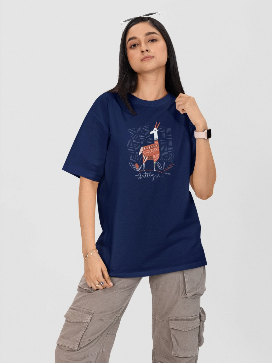 Moda Rapido Women Printed Drop-Shoulder Sleeves Applique T-shirt, Navy blue
Moda Rapido Women Printed Drop-Shoulder Sleeves Applique T-shirt, Navy blue