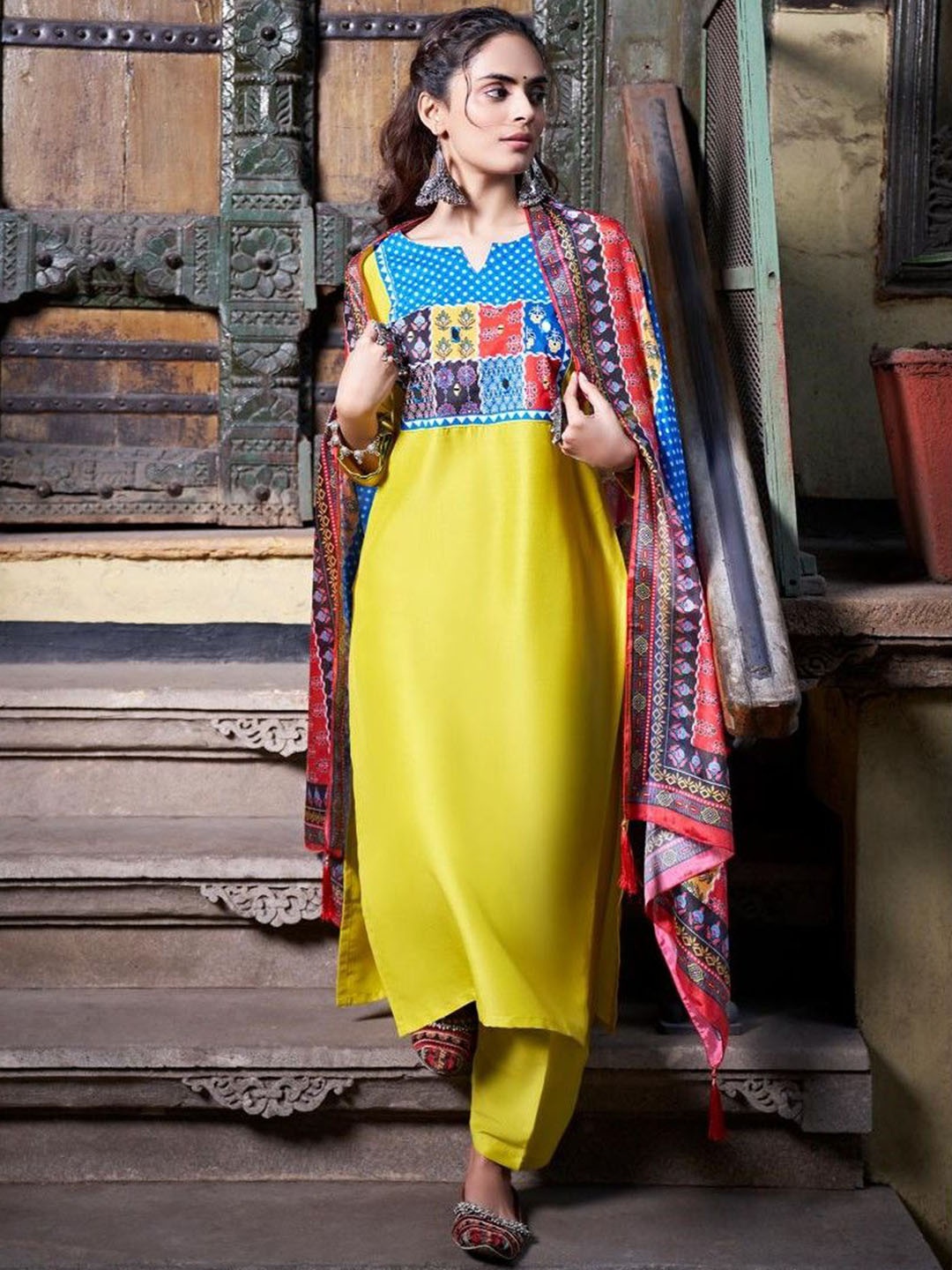 Colors of Earth Women Printed Regular Kurta with Trousers & With Dupatta, Yellow
Colors of Earth Women Printed Regular Kurta with Trousers & With Dupatta, Yellow