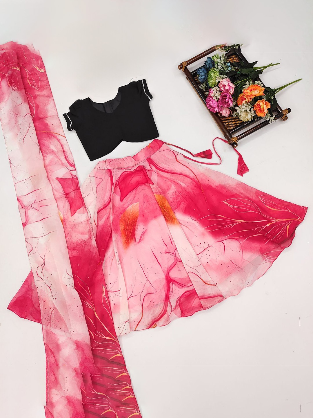 BAESD Girls Embellished Tie and Dye Ready to Wear Lehenga & Blouse With Dupatta, Pink
BAESD Girls Embellished Tie and Dye Ready to Wear Lehenga & Blouse With Dupatta, Pink