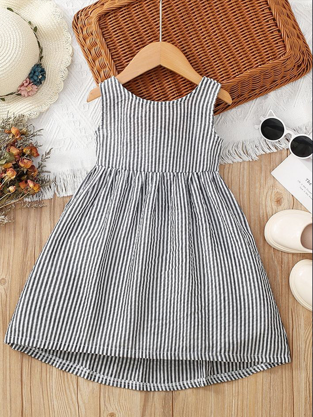 LULU & SKY Striped Fit & Flare Midi Dress, Black 
LULU & SKY Striped Fit & Flare Midi Dress, Black