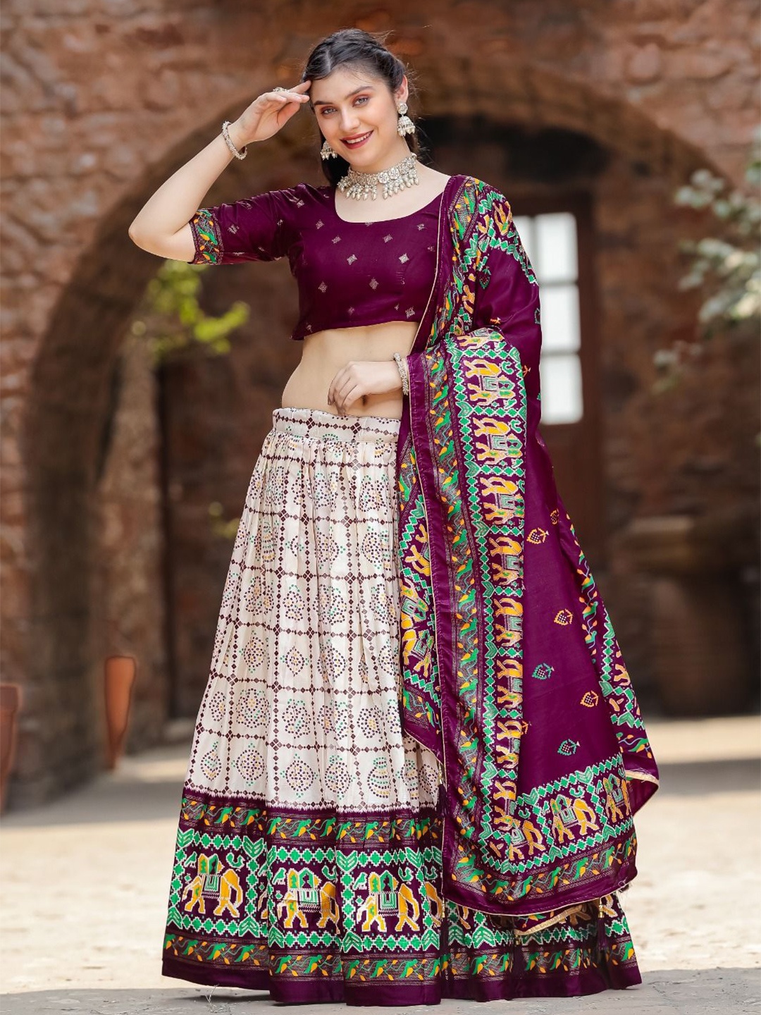 RADHVI BIZ Printed Kalamkari Ready to Wear Lehenga & Unstitched Blouse With Dupatta, Purple
RADHVI BIZ Printed Kalamkari Ready to Wear Lehenga & Unstitched Blouse With Dupatta, Purple