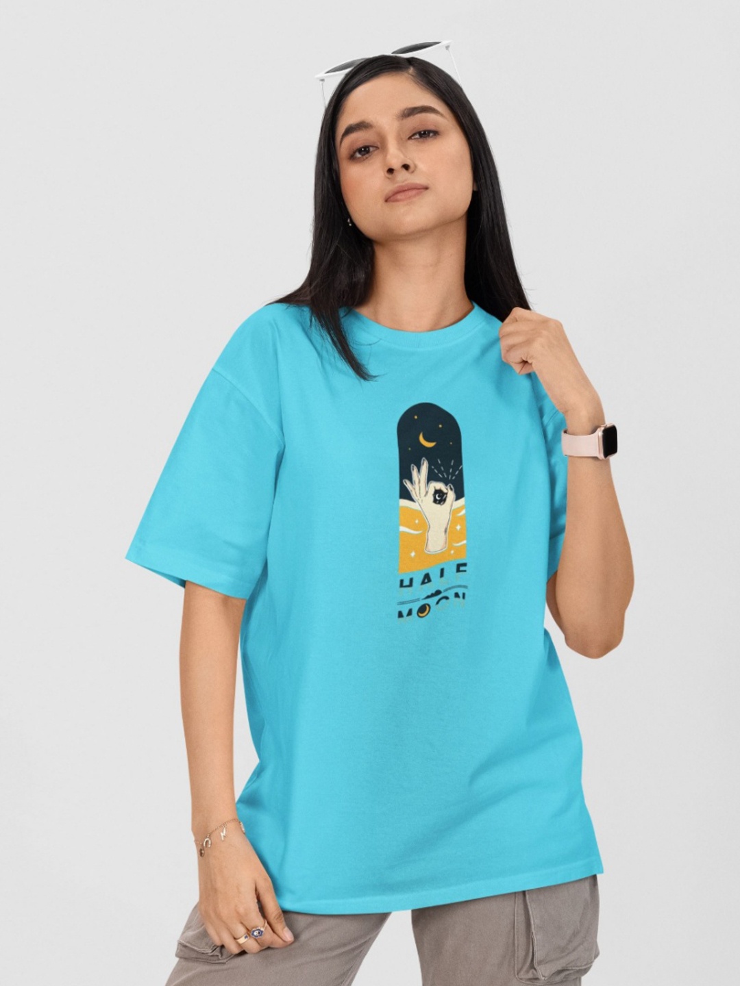 Moda Rapido Women Printed Drop-Shoulder Sleeves Pockets T-shirt, Turquoise blue
Moda Rapido Women Printed Drop-Shoulder Sleeves Pockets T-shirt, Turquoise blue
