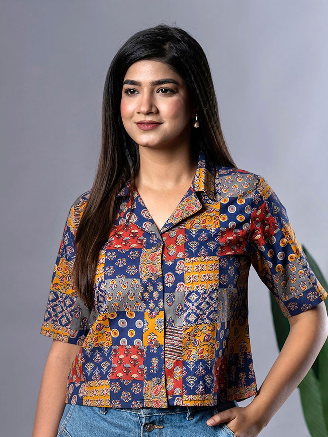 The Roadster Lifestyle Co Ethnic Printed Cuban Collar Pure Cotton Shirt Style Top, Blue
The Roadster Lifestyle Co Ethnic Printed Cuban Collar Pure Cotton Shirt Style Top, Blue