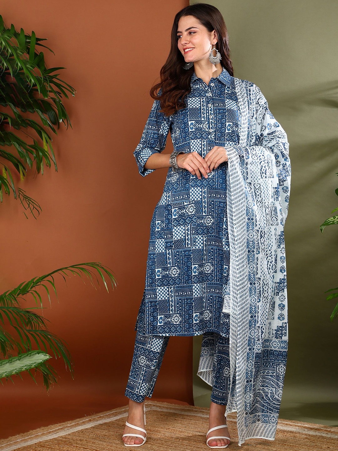 YASH GALLERY Women Printed Regular Pure Cotton Kurta with Trousers & With Dupatta, Blue
YASH GALLERY Women Printed Regular Pure Cotton Kurta with Trousers & With Dupatta, Blue