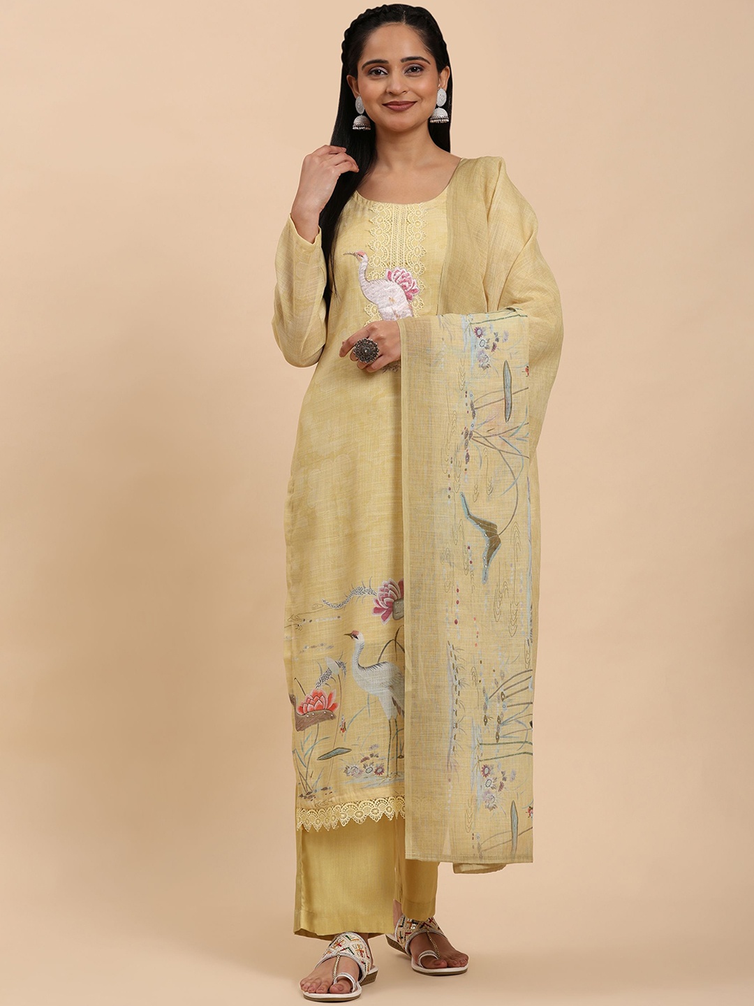 Mamicha Women Floral Printed Regular Pure Cotton Kurta with Trousers & With Dupatta, Yellow
Mamicha Women Floral Printed Regular Pure Cotton Kurta with Trousers & With Dupatta, Yellow