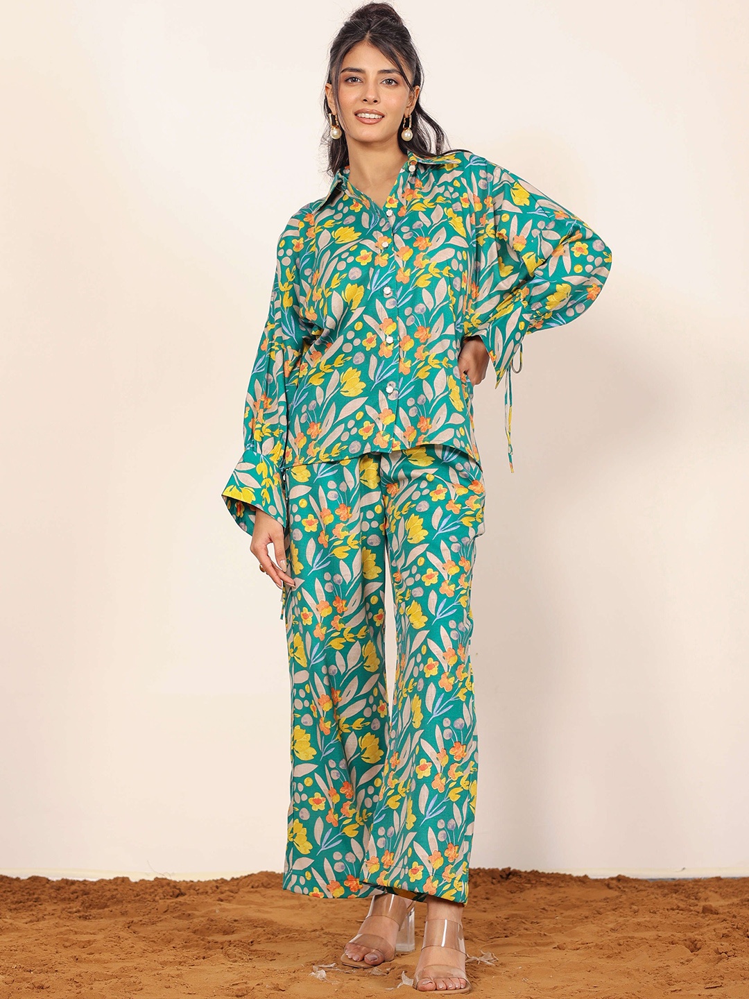 KAORI BY SHREYA AGARWAL Floral Printed Shirt Collar Neck Shirt With Trousers Co-Ords, Blue
KAORI BY SHREYA AGARWAL Floral Printed Shirt Collar Neck Shirt With Trousers Co-Ords, Blue
