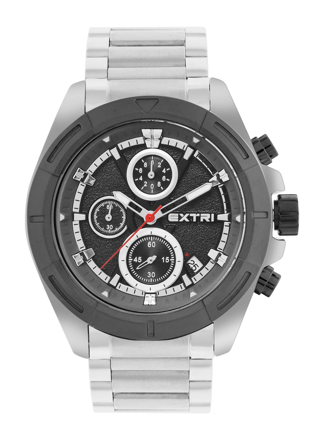 EXTRI Men Dial & Stainless Steel Bracelet Style Straps Analogue Watch X6074-B, Black
EXTRI Men Dial & Stainless Steel Bracelet Style Straps Analogue Watch X6074-B, Black