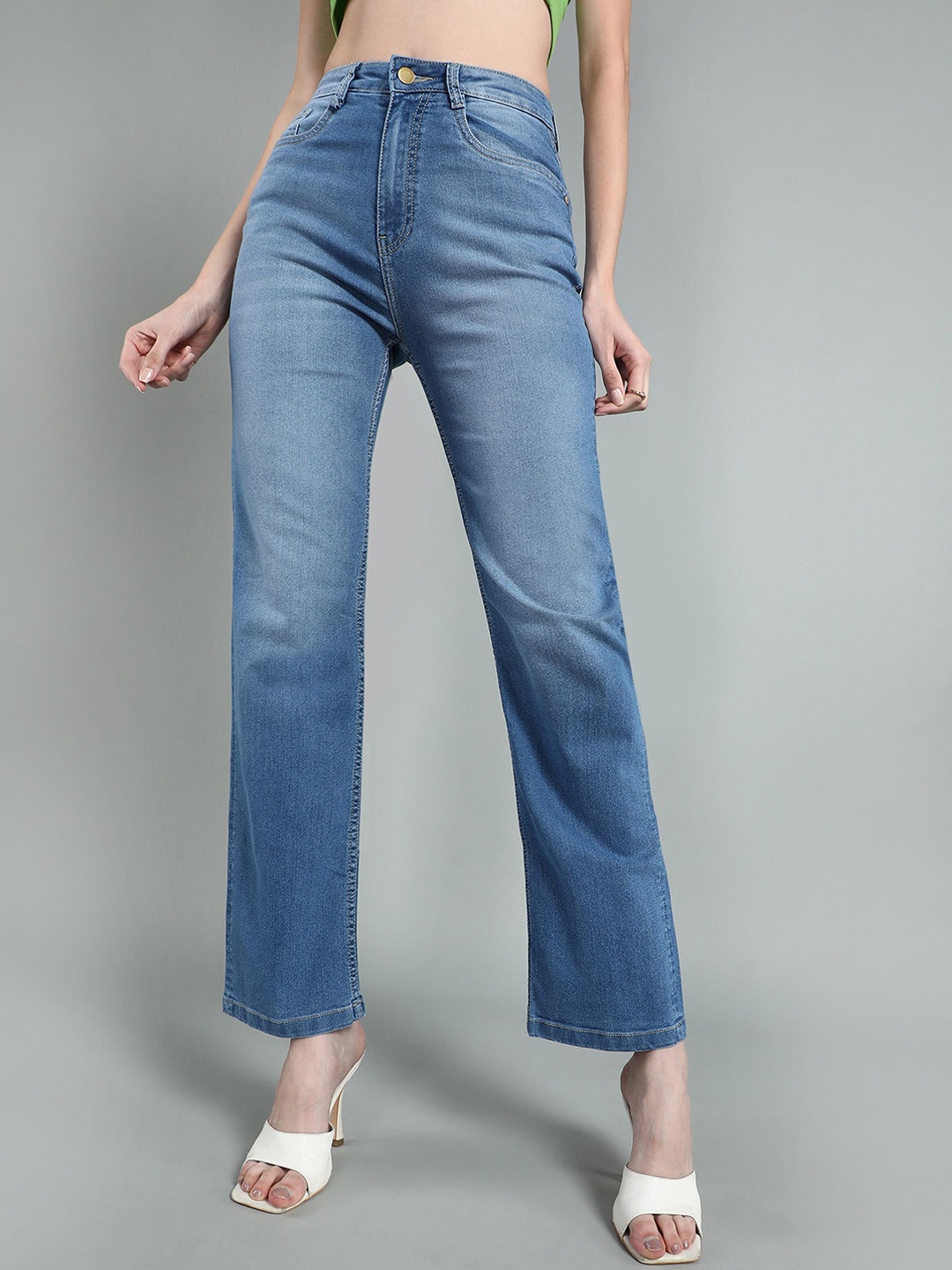 Chemistry Women Straight Fit High-Rise Low Distress Light Fade Stretchable Jeans, Blue
Chemistry Women Straight Fit High-Rise Low Distress Light Fade Stretchable Jeans, Blue