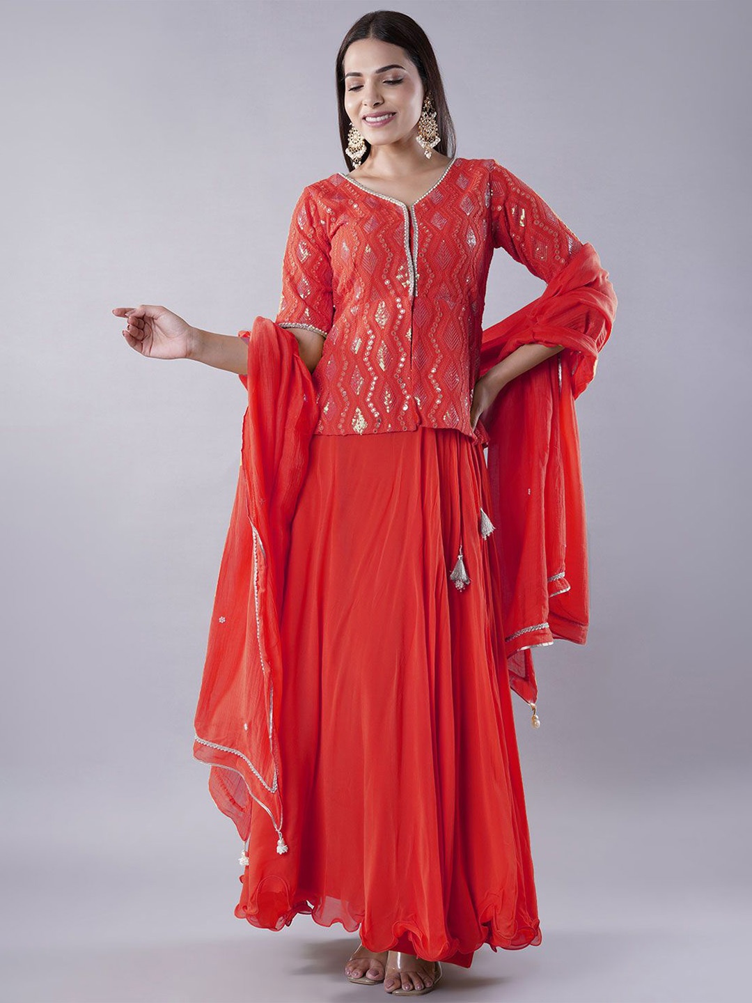 Utsav Fashion Embroidered Mirror Work Shibori Ready to Wear Lehenga & Choli With Dupatta, Red
Utsav Fashion Embroidered Mirror Work Shibori Ready to Wear Lehenga & Choli With Dupatta, Red