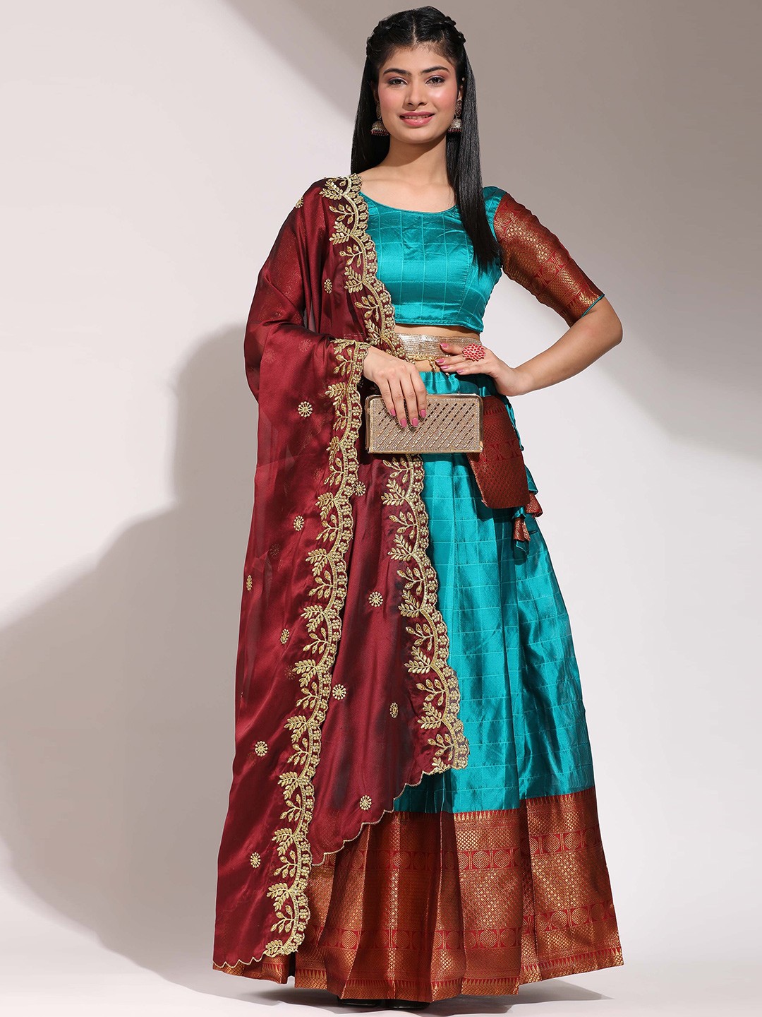 DIVASTRI Woven Design Silk Semi-Stitched Lehenga & Unstitched Blouse With Dupatta, Blue
DIVASTRI Woven Design Silk Semi-Stitched Lehenga & Unstitched Blouse With Dupatta, Blue