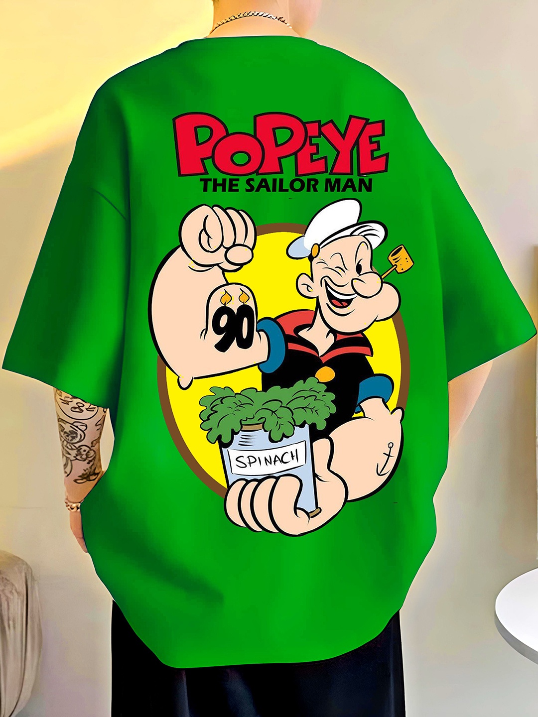 ZEN1 FASHION Men Popeye Abzorb Graphic Printed Round Neck Cotton Oversized T-shirt, Green
ZEN1 FASHION Men Popeye Abzorb Graphic Printed Round Neck Cotton Oversized T-shirt, Green