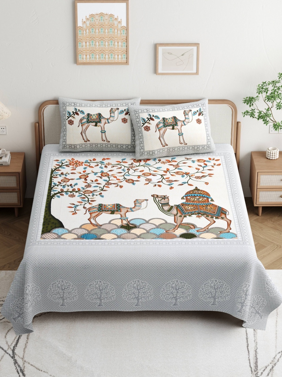 JAIPUR PRIME Magnet Off White Printed 180 TC Pure Cotton King Bedsheet Set 2.7 m x 2.5 m
JAIPUR PRIME Magnet Off White Printed 180 TC Pure Cotton King Bedsheet Set 2.7 m x 2.5 m