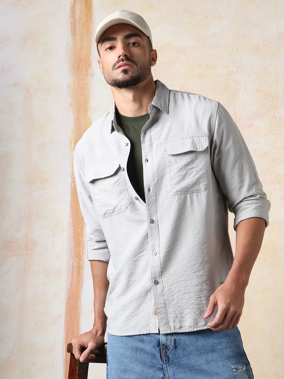 High Star Men Relaxed Fit Spread Collar Double Flap pocket utility Solid Textured Casual Shirt, Grey
High Star Men Relaxed Fit Spread Collar Double Flap pocket utility Solid Textured Casual Shirt, Grey