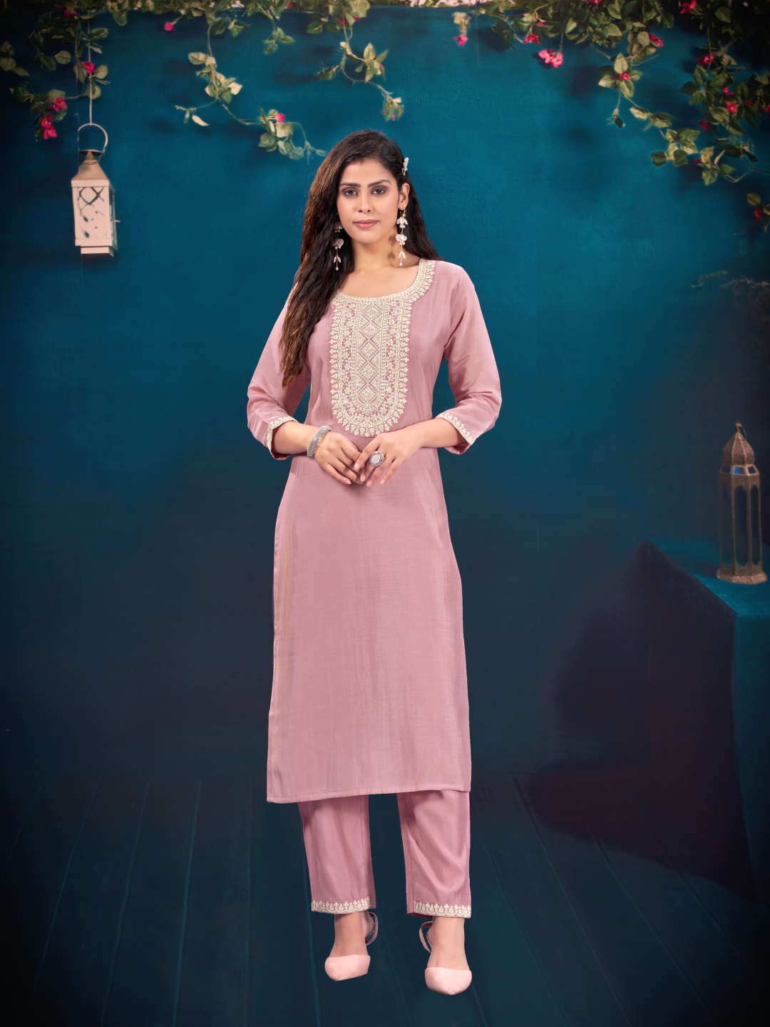 Raave Floral Yoke Design Round Neck Embroidered Straight Kurta With Trousers, Pink
Raave Floral Yoke Design Round Neck Embroidered Straight Kurta With Trousers, Pink
