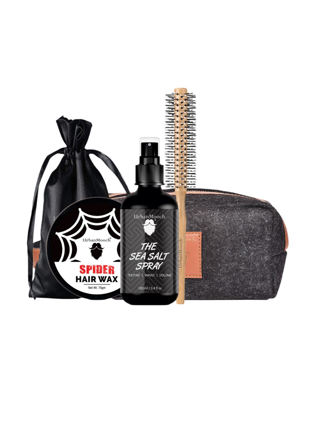 UrbanMooch Set Of 4 Spider Hair Wax 75 g, The Sea Salt Spray 100 ml, Hair Brush & Bag, Black
UrbanMooch Set Of 4 Spider Hair Wax 75 g, The Sea Salt Spray 100 ml, Hair Brush & Bag, Black