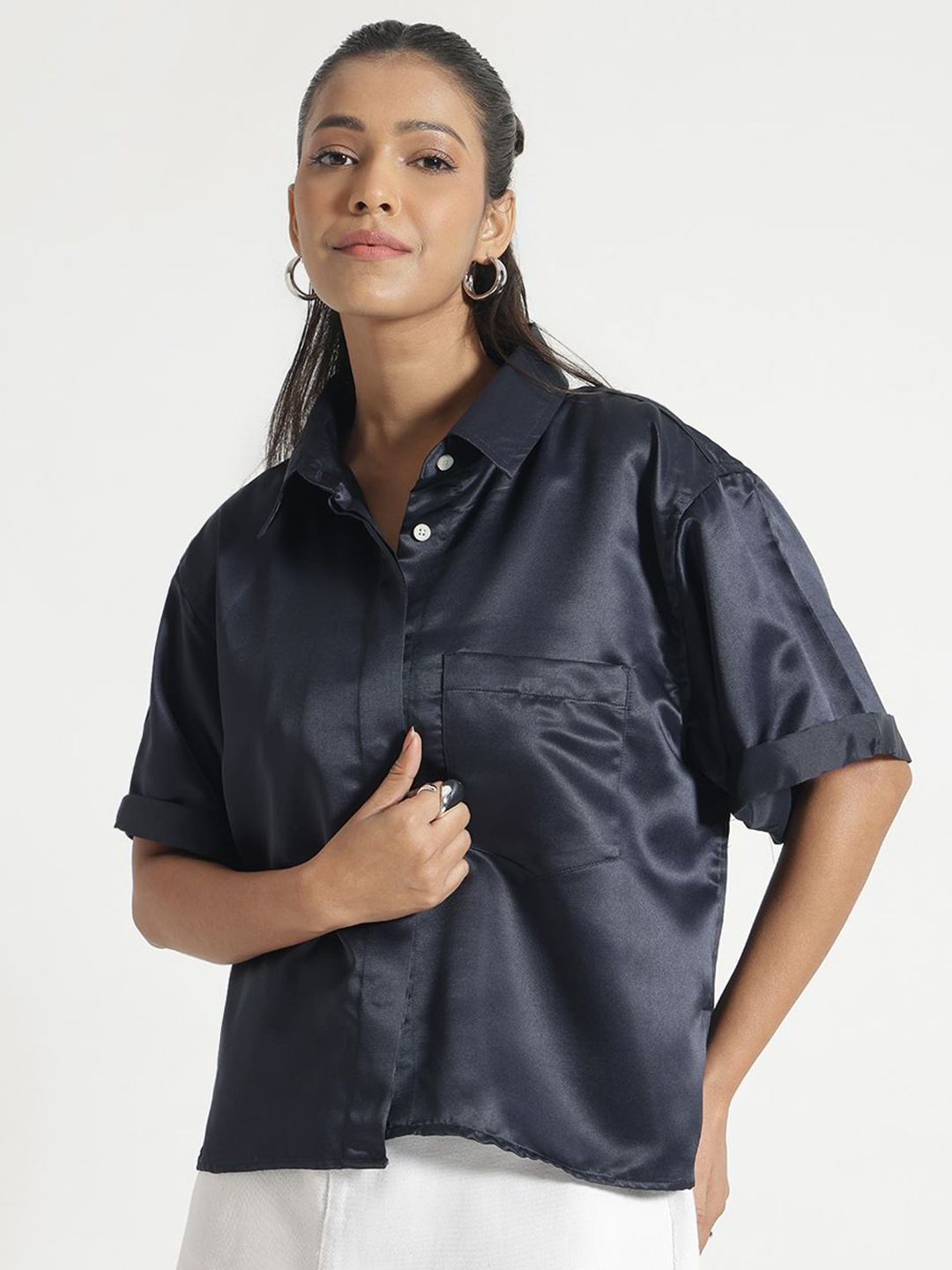 Code 61 Women Comfort Relaxed Fit Spread Collar Solid Cotton Casual Shirt, Navy blue
Code 61 Women Comfort Relaxed Fit Spread Collar Solid Cotton Casual Shirt, Navy blue