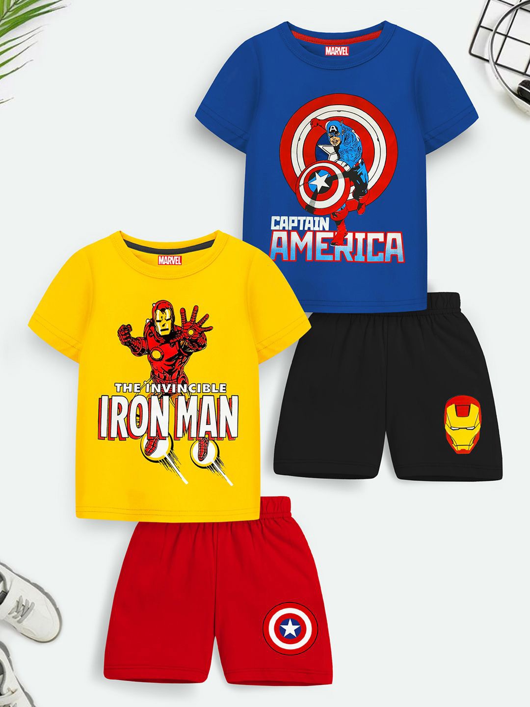 Marvel by Miss and Chief Boys Pack Of 2 Printed Round Neck T-Shirt With Shorts, Yellow
Marvel by Miss and Chief Boys Pack Of 2 Printed Round Neck T-Shirt With Shorts, Yellow