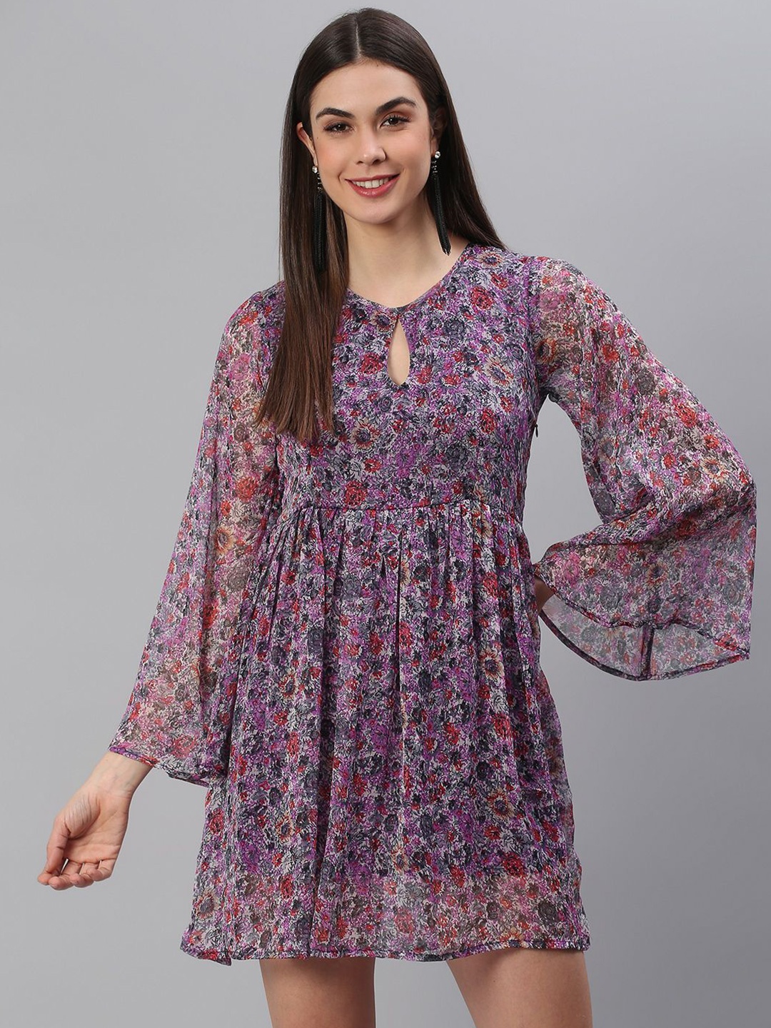 Moda Rapido Women Floral Printed Keyhole Neck Flared Sleeves Fit & Flare Mini Dress, Purple
Moda Rapido Women Floral Printed Keyhole Neck Flared Sleeves Fit & Flare Mini Dress, Purple