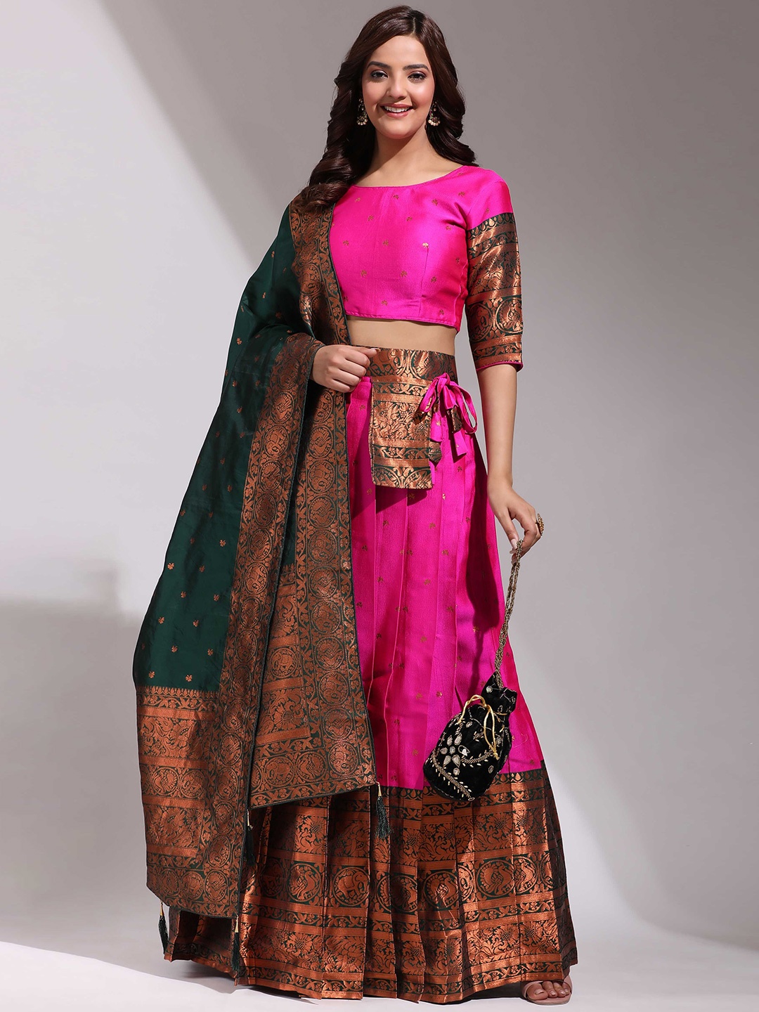 DIVASTRI Woven Design Silk Semi-Stitched Lehenga & Unstitched Blouse With Dupatta, Pink
DIVASTRI Woven Design Silk Semi-Stitched Lehenga & Unstitched Blouse With Dupatta, Pink