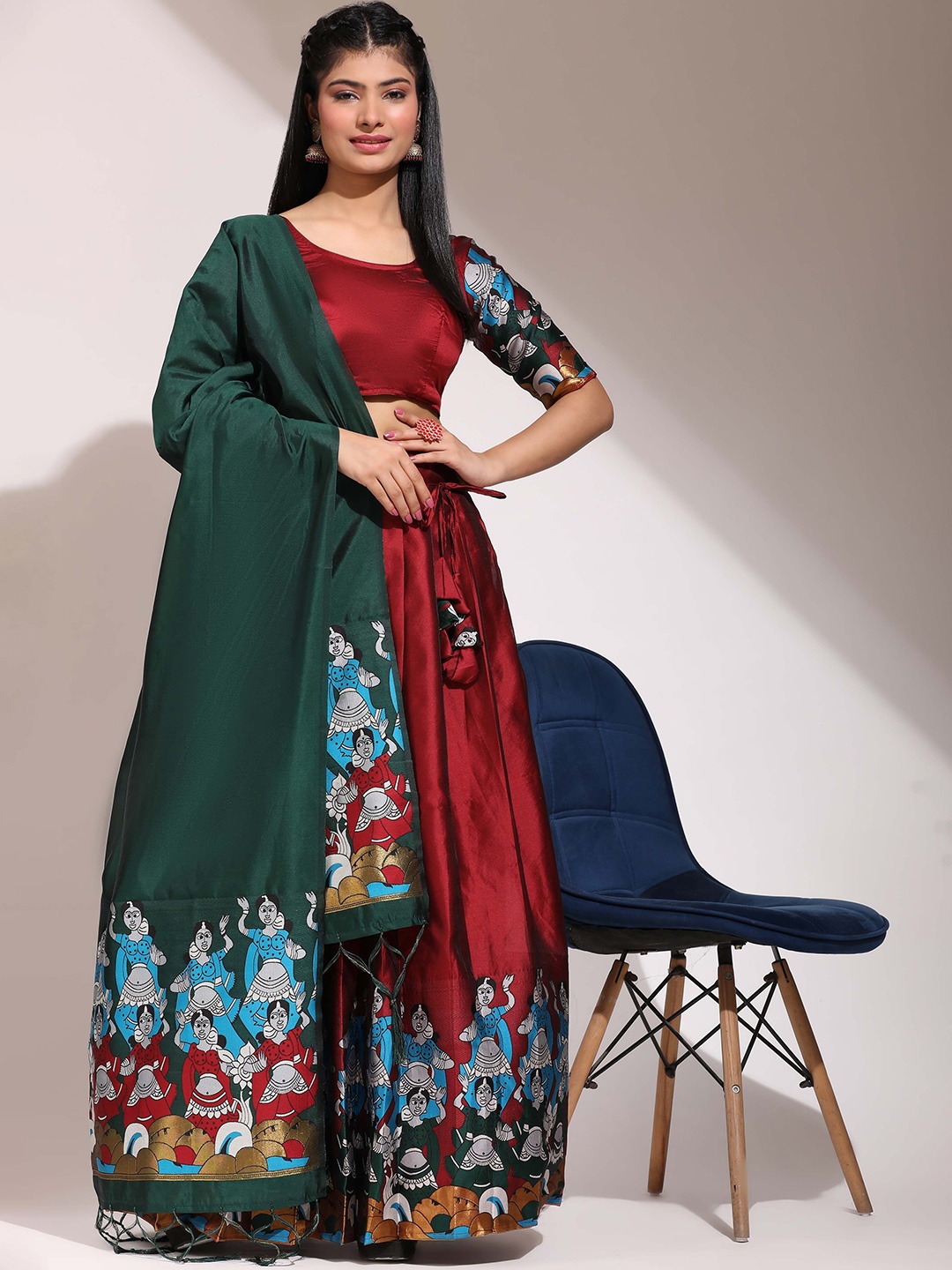 DIVASTRI Floral Woven Design Zari Unstitched Blouse And Lehenga With Dupatta, Maroon
DIVASTRI Floral Woven Design Zari Unstitched Blouse And Lehenga With Dupatta, Maroon