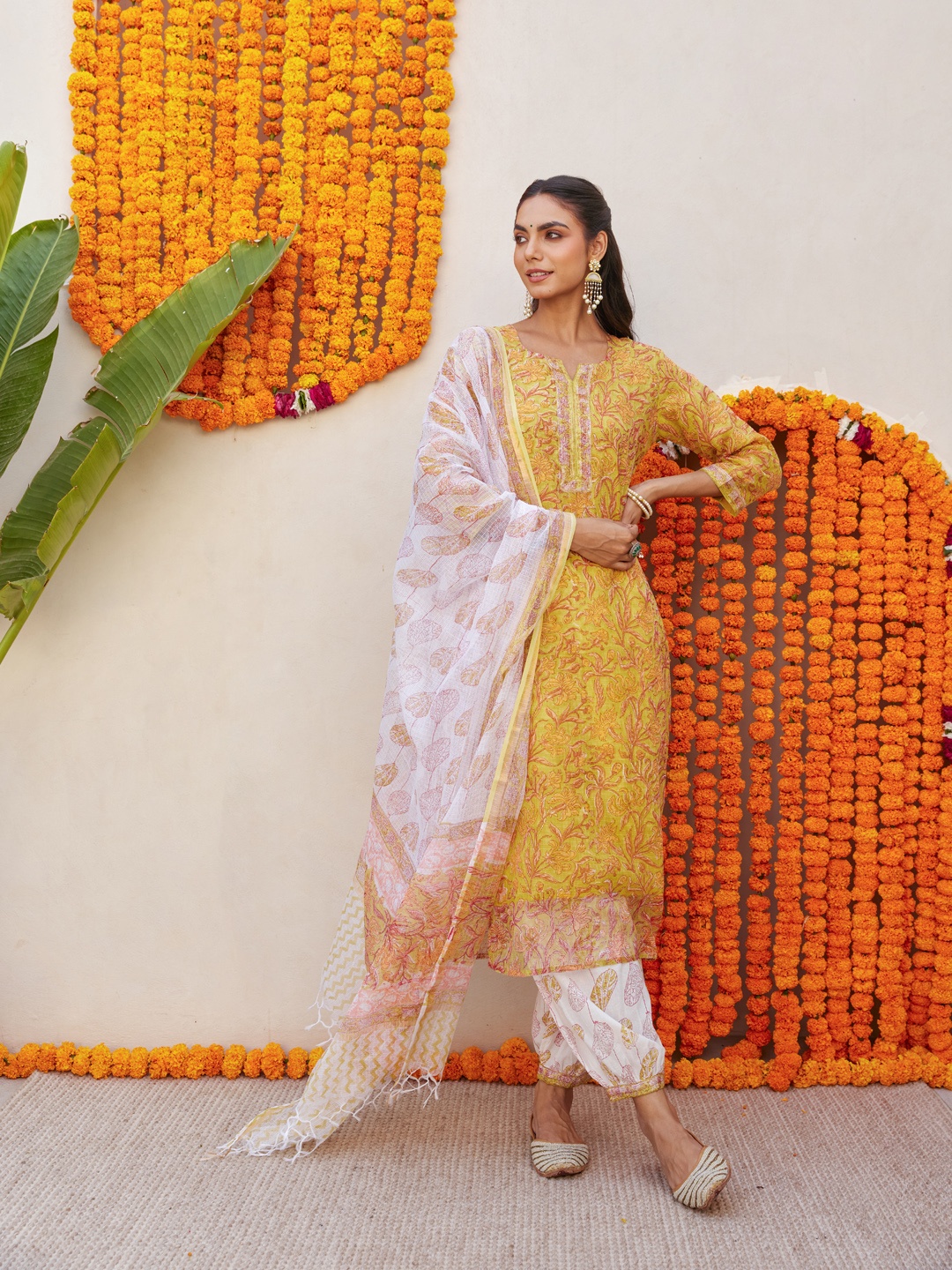 The Ethnic Label Floral Block Printed Pure Cotton Straight Kurta With Salwar & Dupatta, Lime green
The Ethnic Label Floral Block Printed Pure Cotton Straight Kurta With Salwar & Dupatta, Lime green
