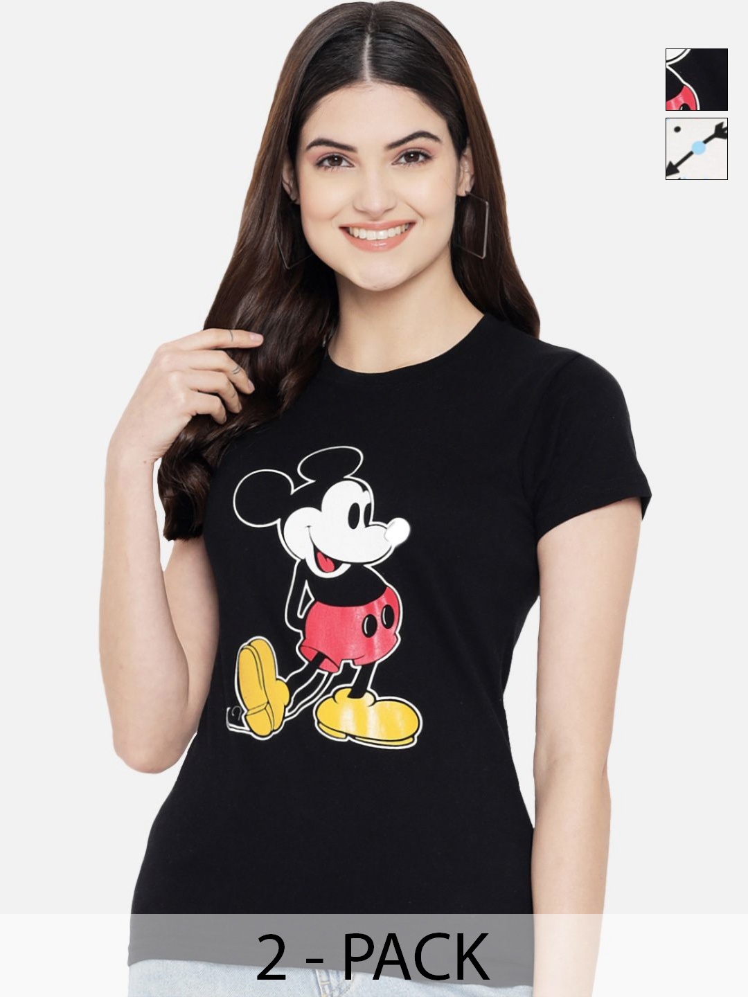 Dreambe Women Pack Of 2 Mickey Mouse Graphic Printed Round Neck Cotton T-shirts, Black
Dreambe Women Pack Of 2 Mickey Mouse Graphic Printed Round Neck Cotton T-shirts, Black