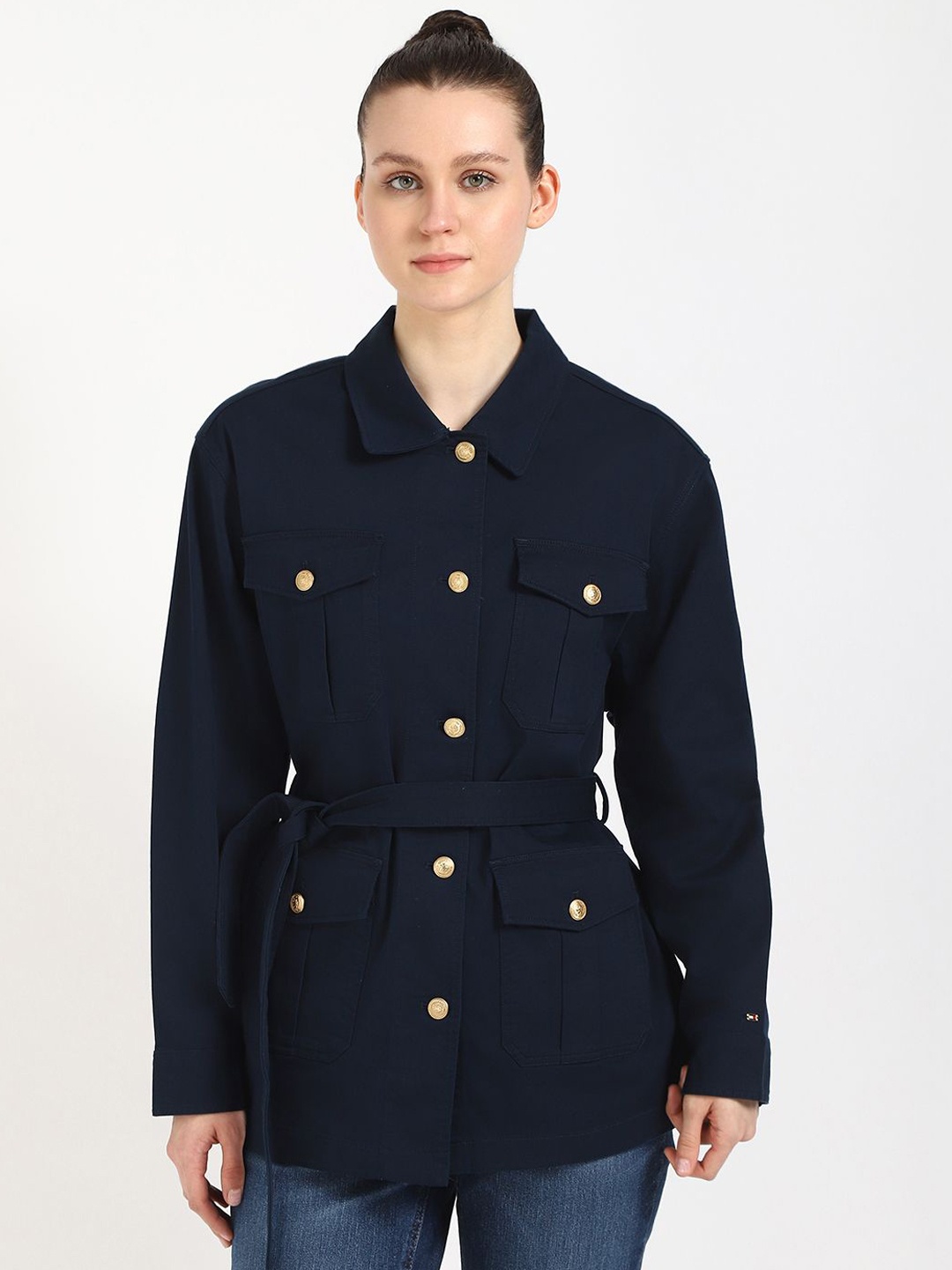 Tommy Hilfiger Women Spread Collar Solid Cotton Casual Tailored Jacket, Navy blue
Tommy Hilfiger Women Spread Collar Solid Cotton Casual Tailored Jacket, Navy blue