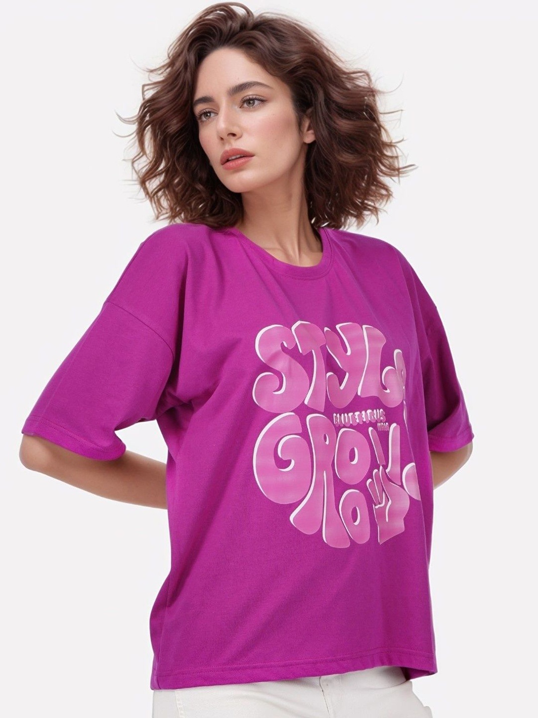 BLUEFICUS Bio-Finish Typography Print Round Neck Cotton Loose Oversized T-Shirt, Purple
BLUEFICUS Bio-Finish Typography Print Round Neck Cotton Loose Oversized T-Shirt, Purple