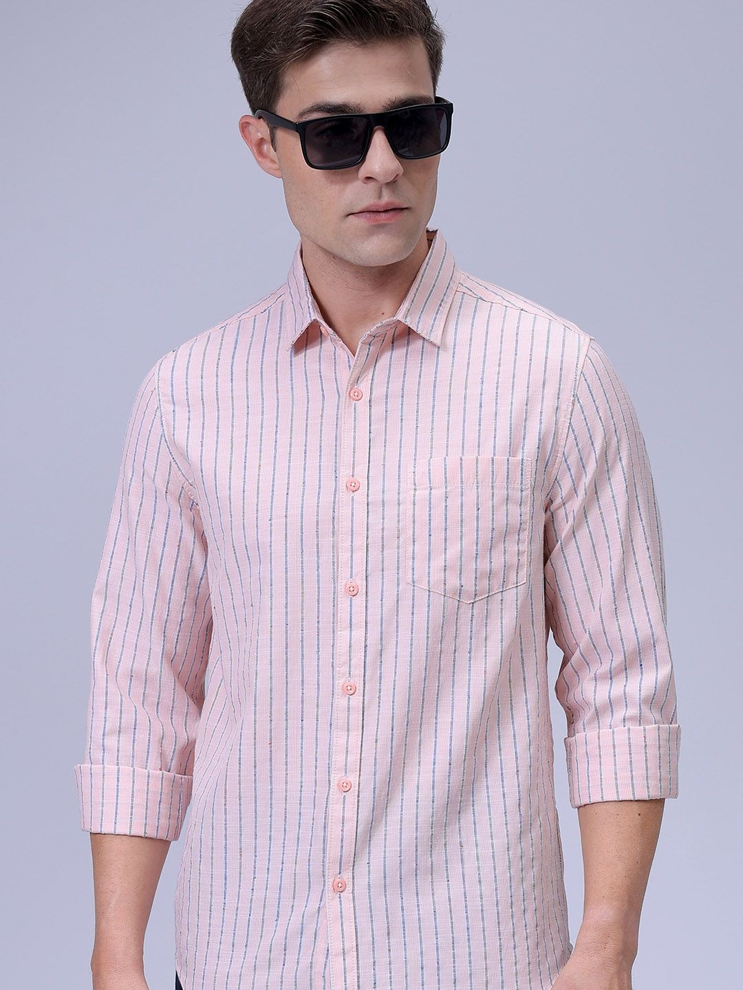 The Indian Garage Co Men Slim Fit Spread Collar Vertical Striped Cotton Casual Shirt, Peach
The Indian Garage Co Men Slim Fit Spread Collar Vertical Striped Cotton Casual Shirt, Peach