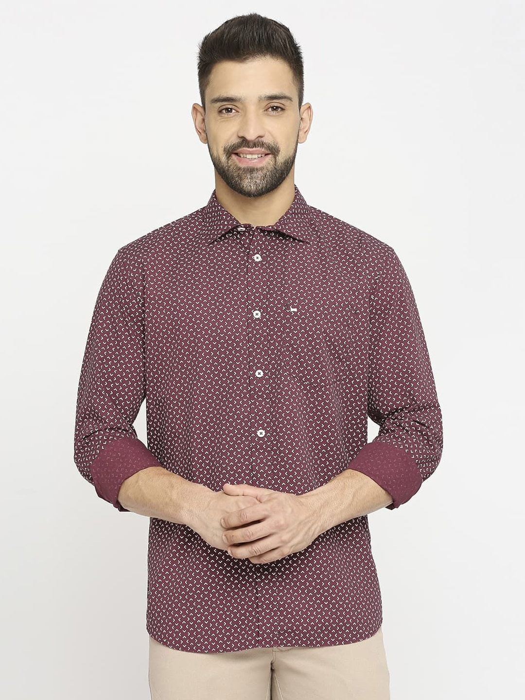 Basics Men Relaxed Fit Spread Collar Micro Ditsy Printed Cotton Casual Shirt, Burgundy
Basics Men Relaxed Fit Spread Collar Micro Ditsy Printed Cotton Casual Shirt, Burgundy
