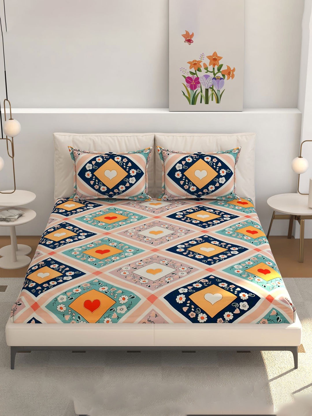 CLIO'S HERITAGE STORE Pink Geometric 210 TC Queen Fitted Bedsheet Set 1.77 m x 1.82 m
CLIO'S HERITAGE STORE Pink Geometric 210 TC Queen Fitted Bedsheet Set 1.77 m x 1.82 m