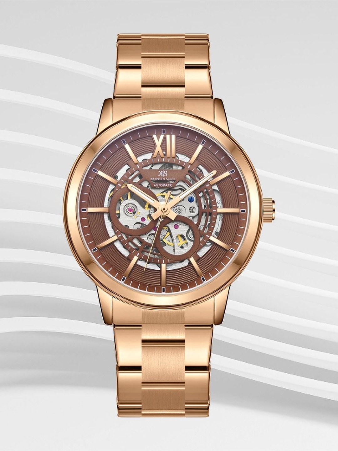 KENNETH SCOTT Men Patterned Dial & Stainless Steel Bracelet Style Straps Analogue Automatic Watch, Brown
KENNETH SCOTT Men Patterned Dial & Stainless Steel Bracelet Style Straps Analogue Automatic Watch, Brown
