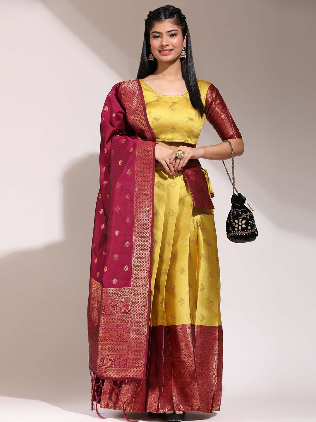 DIVASTRI Woven Design Silk Semi-Stitched Lehenga & Unstitched Blouse With Dupatta, Yellow
DIVASTRI Woven Design Silk Semi-Stitched Lehenga & Unstitched Blouse With Dupatta, Yellow