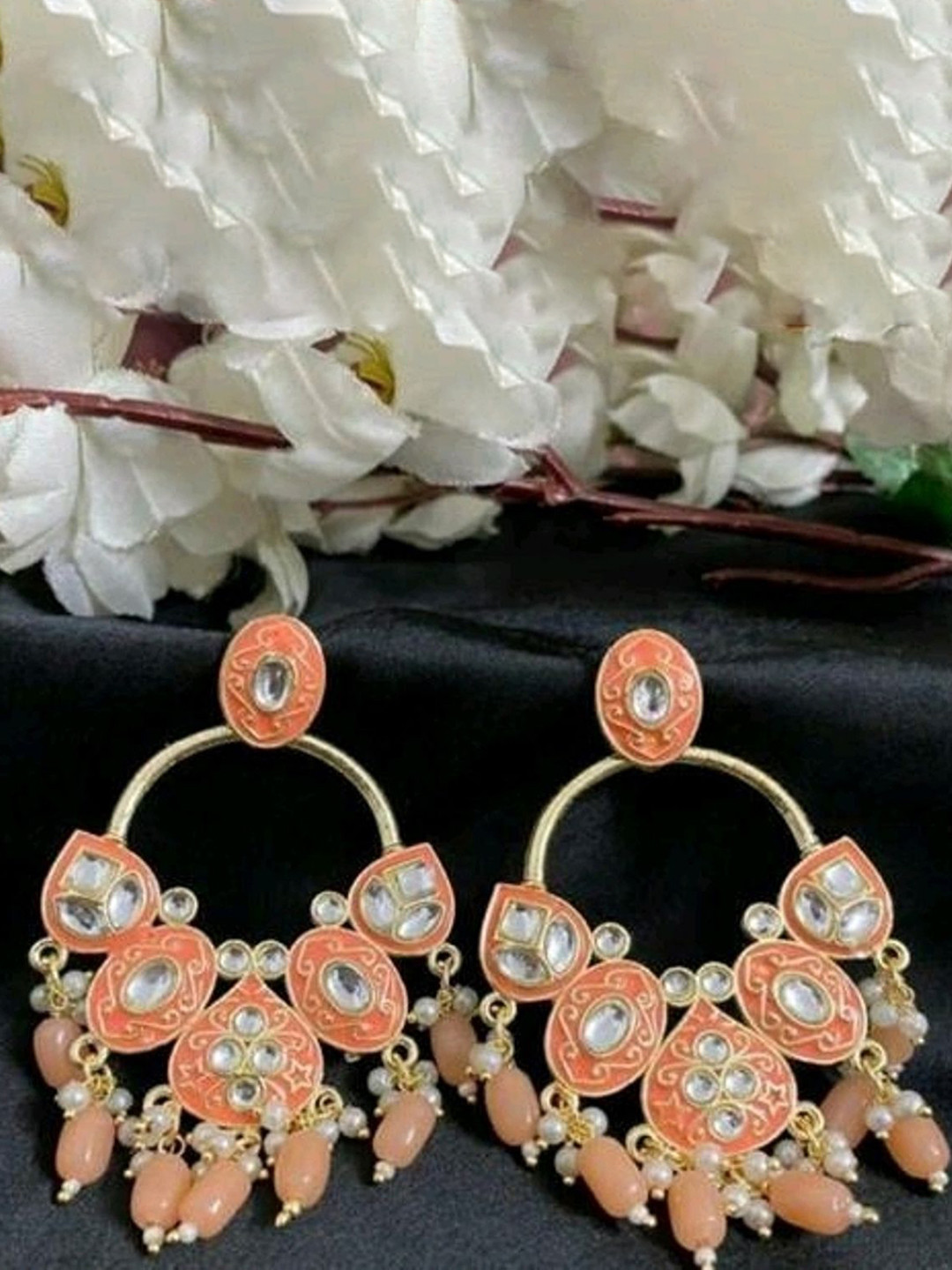 MADDY SPACE Gold-Plated Artificial Stones Studded And Beaded Contemporary Drop Earrings, Peach
MADDY SPACE Gold-Plated Artificial Stones Studded And Beaded Contemporary Drop Earrings, Peach