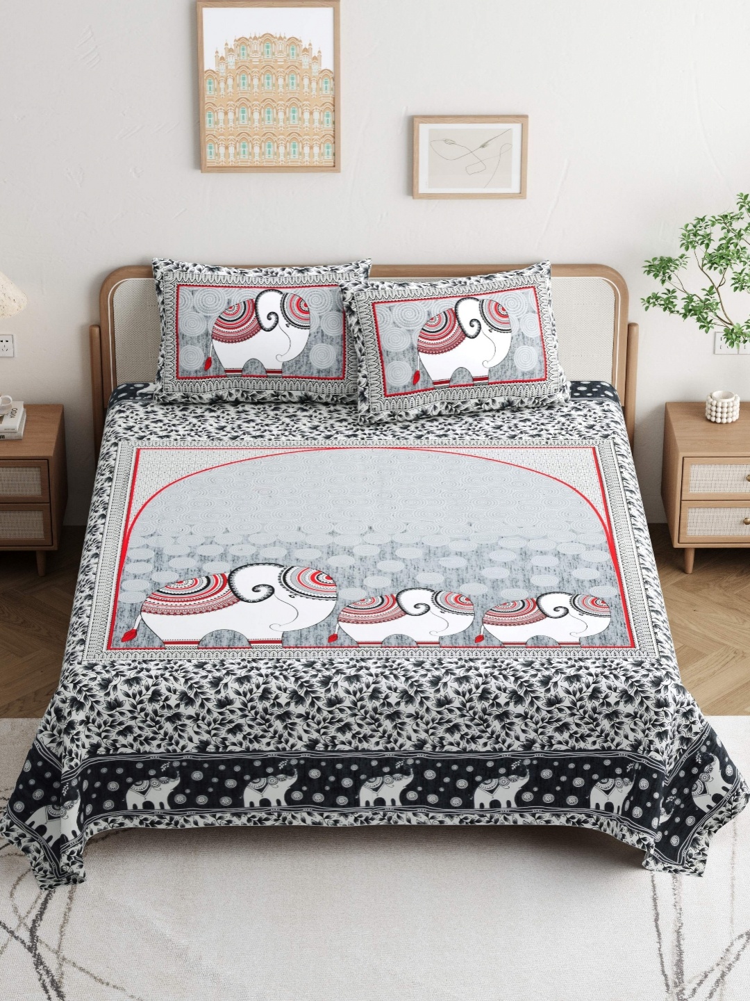 JAIPUR PRIME Magnet Grey & Red Ethnic Motifs 180 TC King Bedsheet Set 2.74 m x 2.54 m, Green
JAIPUR PRIME Magnet Grey & Red Ethnic Motifs 180 TC King Bedsheet Set 2.74 m x 2.54 m, Green