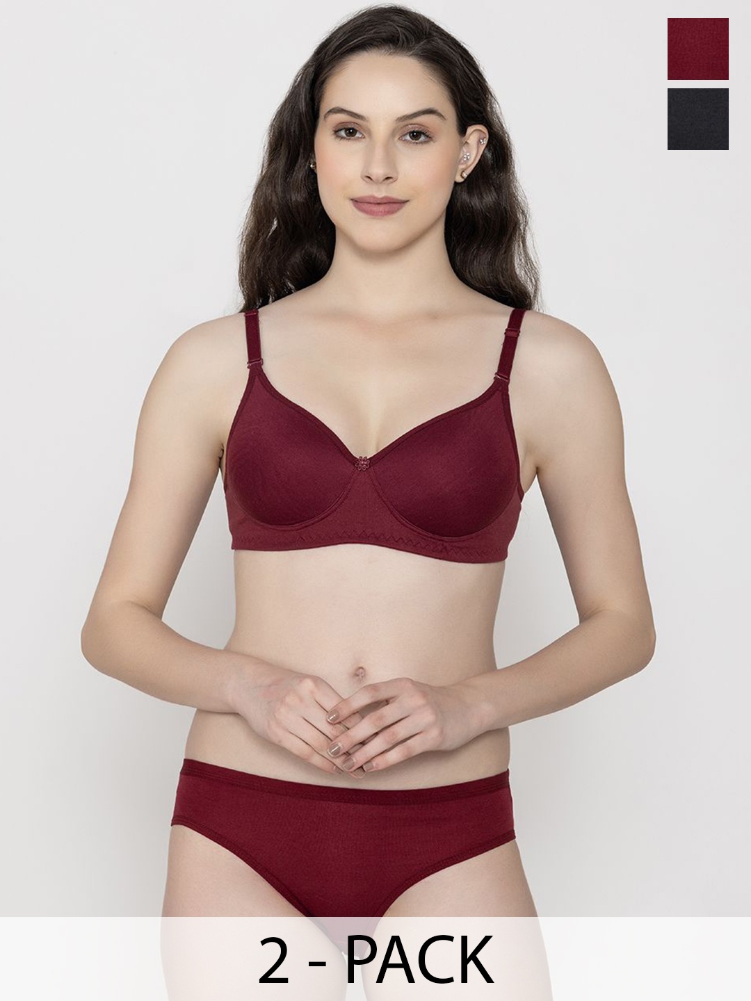 Narsingha Dreams Women Pack Of 2 Lightly-Padded Lingerie Set KMPD-P2-Black-Maroon-30
Narsingha Dreams Women Pack Of 2 Lightly-Padded Lingerie Set KMPD-P2-Black-Maroon-30