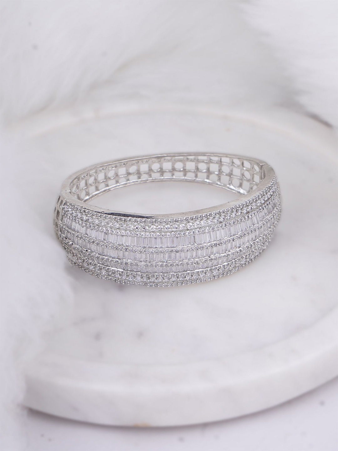 Adwitiya Collection Rhodium-Plated Cubic Zirconia Studded Wraparound Bracelet, Silver
Adwitiya Collection Rhodium-Plated Cubic Zirconia Studded Wraparound Bracelet, Silver