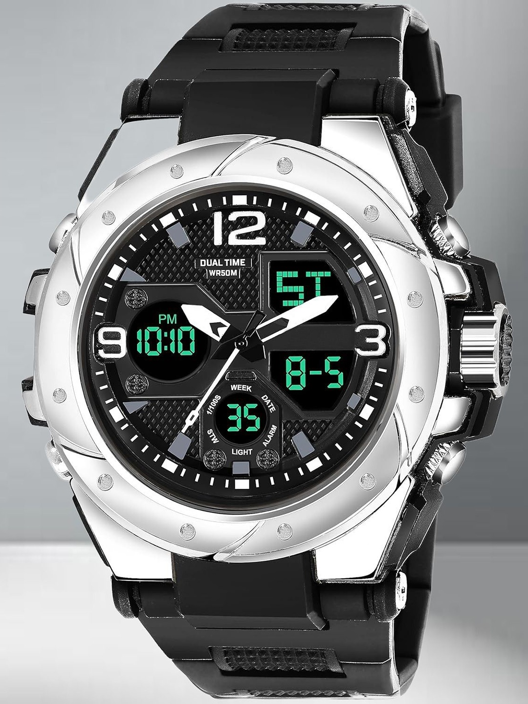 Otage Men Dial & Textured Straps Analogue and Digital Watch Reborn 9105 -SilverBlack, Black
Otage Men Dial & Textured Straps Analogue and Digital Watch Reborn 9105 -SilverBlack, Black