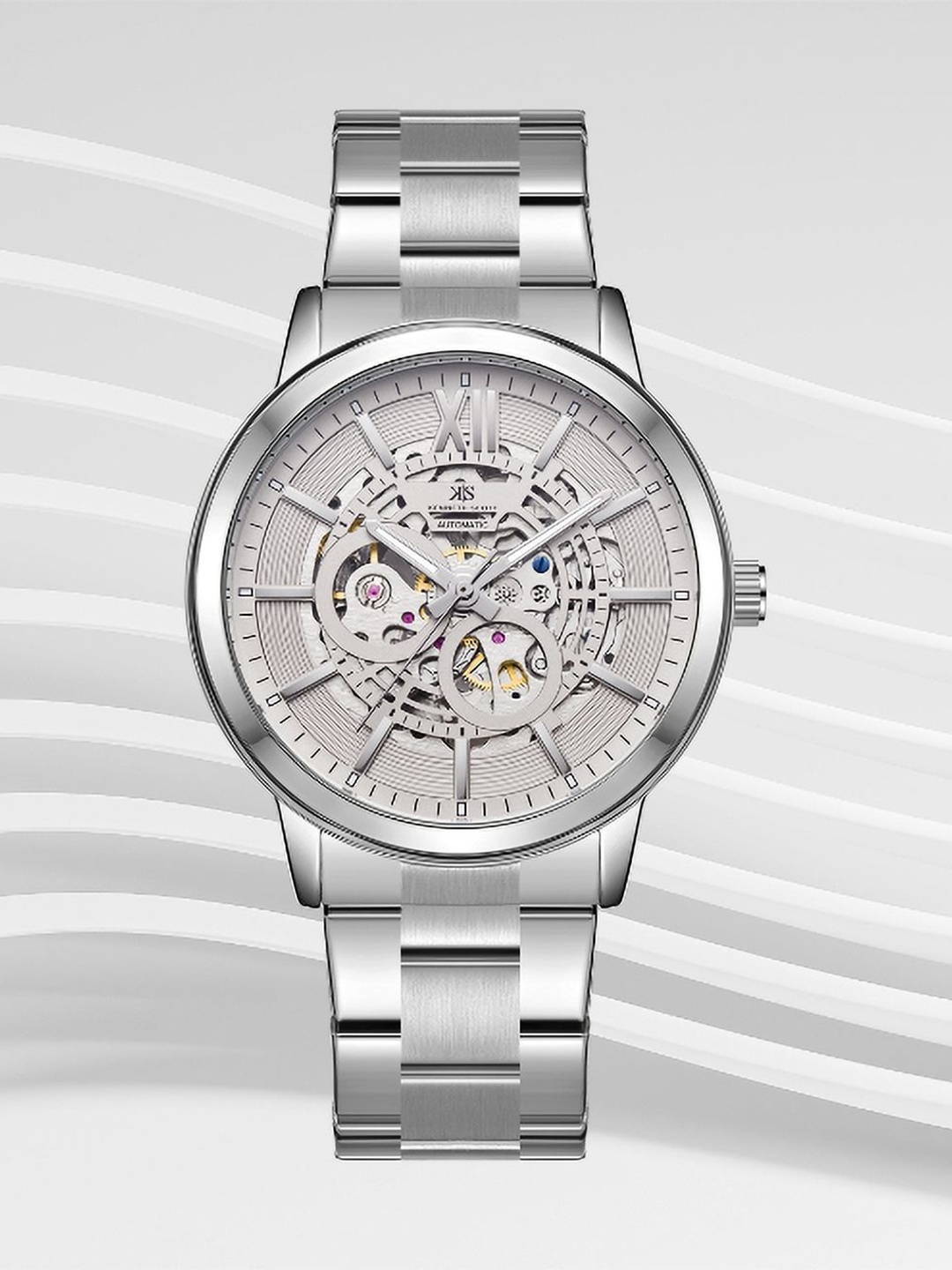 KENNETH SCOTT Men Patterned Dial & Stainless Steel Bracelet Style Straps Analogue Automatic Watch, Silver
KENNETH SCOTT Men Patterned Dial & Stainless Steel Bracelet Style Straps Analogue Automatic Watch, Silver