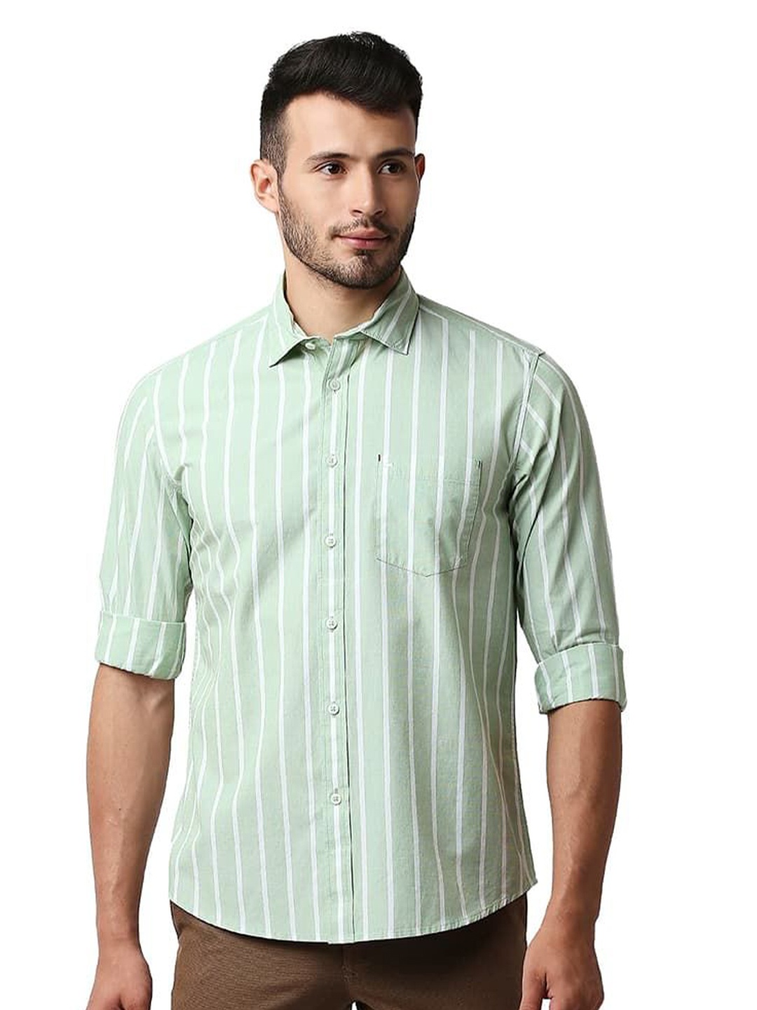 Basics Men Relaxed Slim Fit Spread Collar Vertical Striped Cotton Casual Shirt, Green
Basics Men Relaxed Slim Fit Spread Collar Vertical Striped Cotton Casual Shirt, Green