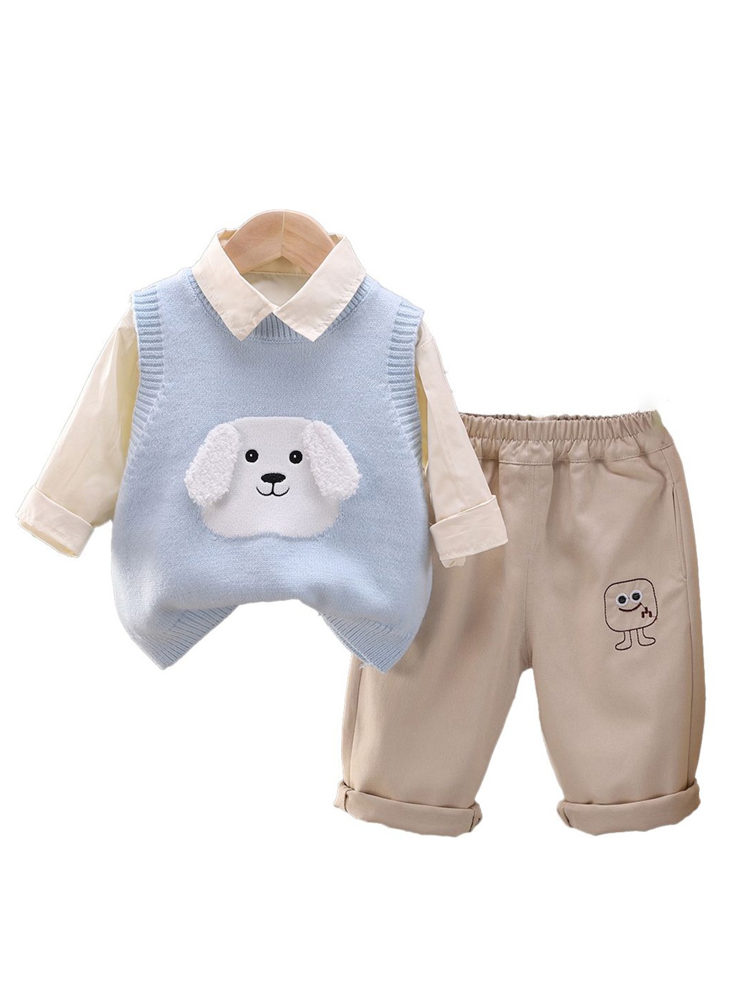 StyleCast x Revolte Boys Self Design Shirt Collar T-shirt with Trousers & Waistcoat, Blue
StyleCast x Revolte Boys Self Design Shirt Collar T-shirt with Trousers & Waistcoat, Blue