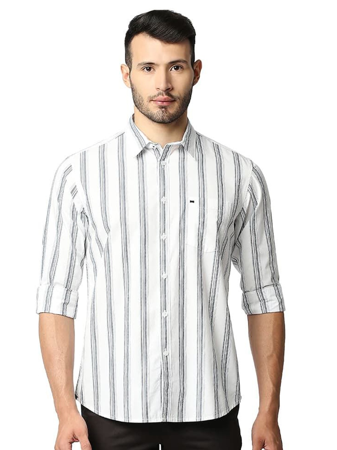 Basics Men Relaxed Slim Fit Spread Collar Vertical Striped Cotton Casual Shirt, White
Basics Men Relaxed Slim Fit Spread Collar Vertical Striped Cotton Casual Shirt, White
